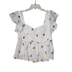 Summer Resortwear Curve Vaycay Crop Ruffle Floral Top Size 1XL NWT